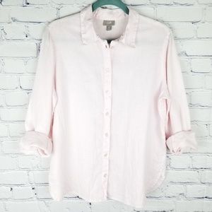 J Jill Pink Linen Button Down Size M Petite